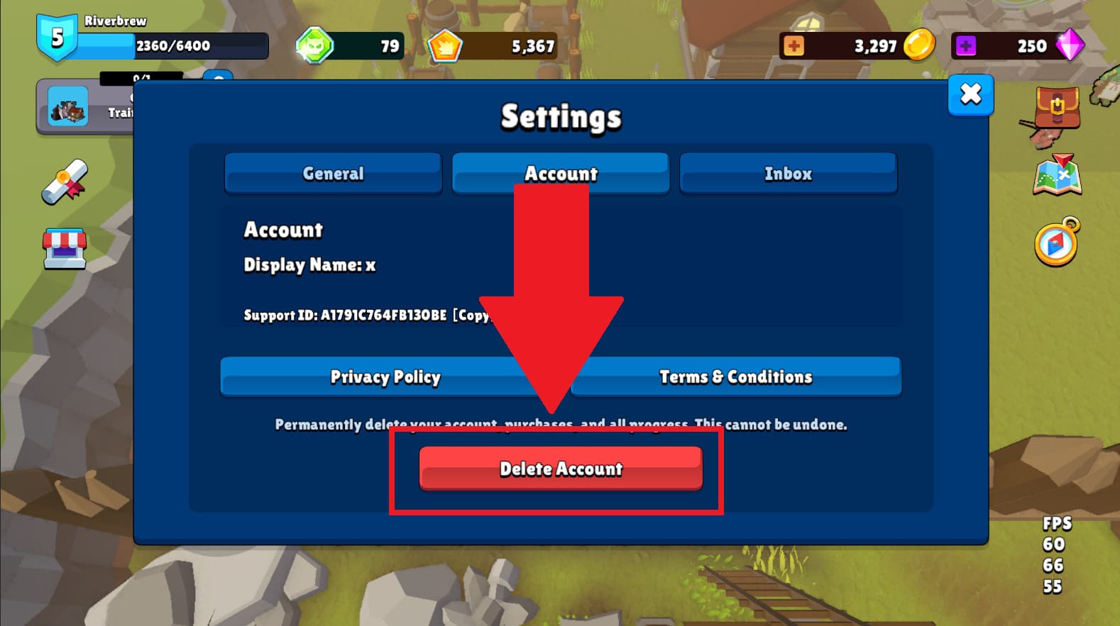 Step 3 - Delete Account button